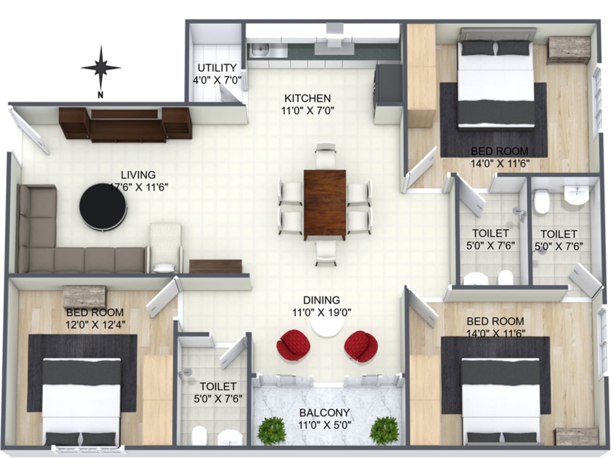 Tranquila — 3 BHK Floor Plan